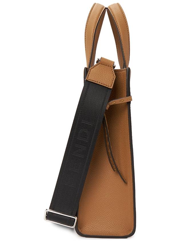 Mini Logo Leather Tote Bag Brown - FENDI - BALAAN 4