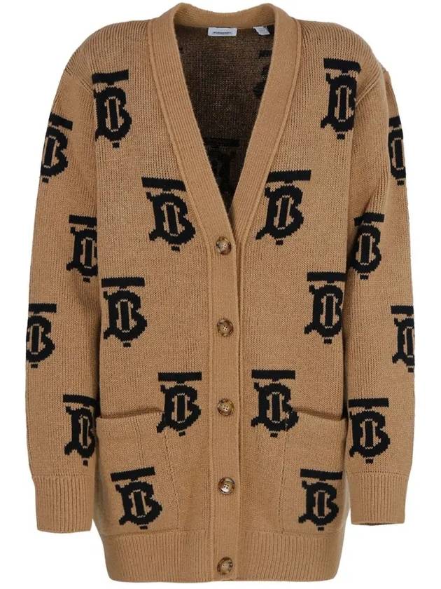 Monogram Motif Jacquard Wool Cardigan Camel - BURBERRY - BALAAN 2