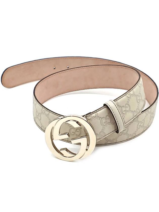 Signature Interlocking G Buckle Leather Belt Ivory - GUCCI - BALAAN 5