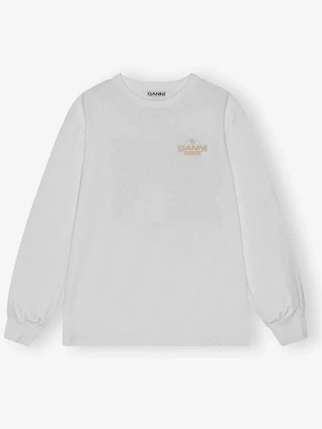 Logo Print Cotton Long Sleeve T-Shirt White - GANNI - BALAAN 2