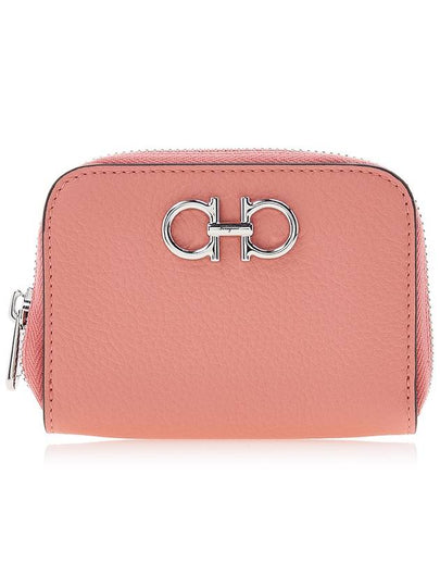 Women's Gancini Logo Zipper Card Wallet Pink - SALVATORE FERRAGAMO - BALAAN 2