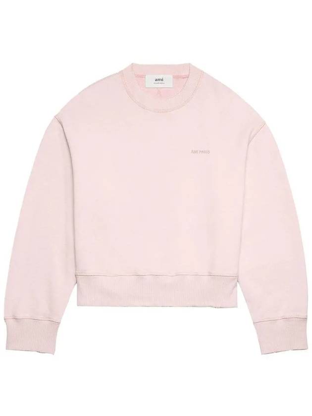 Embroidery Logo Crew Neck Sweatshirt Pink - AMI - BALAAN 3