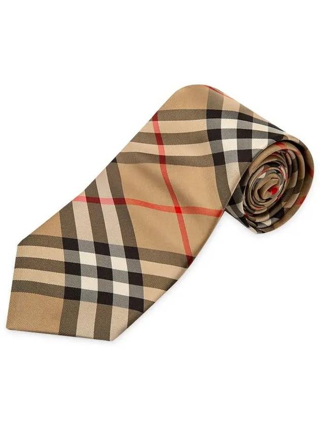 Men's Modern Cut Vintage Check Silk Tie Beige - BURBERRY - BALAAN 4