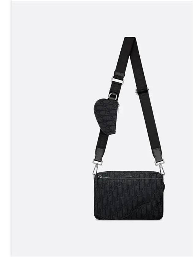 Oblique Jacquard Saddle Triple Pouch Cross Bag Black - DIOR - BALAAN 5