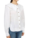 Ruffle Wide Poplin Blouse White - GANNI - BALAAN 6