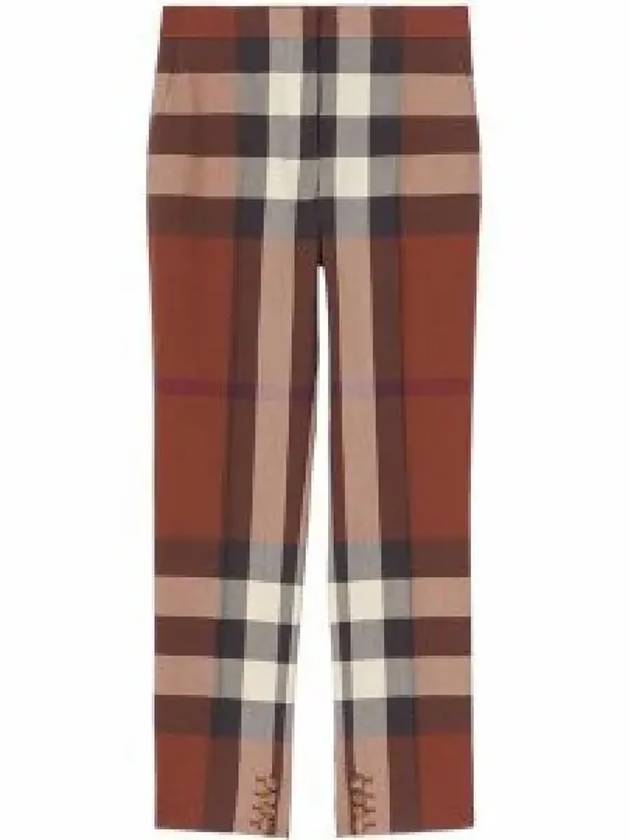 Women's Check Wool Tailored Straight Pants Brown - BURBERRY - BALAAN 2