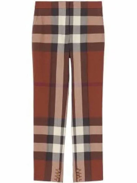 Women's Check Wool Tailored Straight Pants Brown - BURBERRY - BALAAN 2