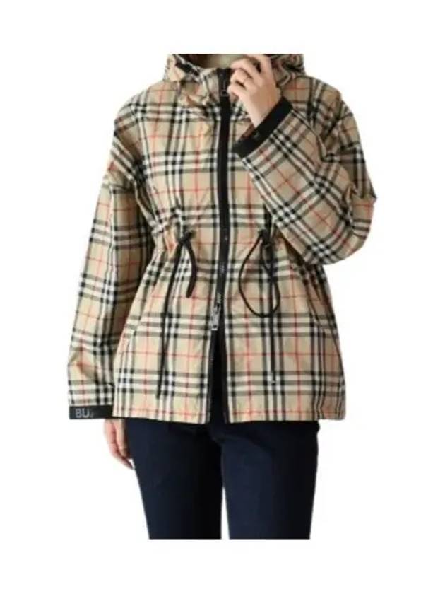 WoMen's Back-tone Check Zip-up Hooded Jacket Beige - BURBERRY - BALAAN 2