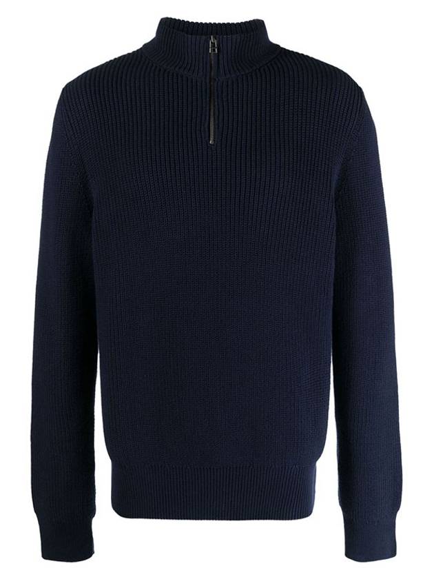 Mock Neck Half Zip-Up Knit Top Navy - A.P.C. - BALAAN 2