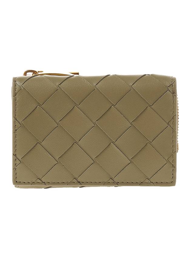 Intrecciato Zipper Small Leather Half Wallet Taupe - BOTTEGA VENETA - BALAAN 1