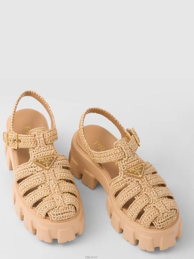 Monolith Crochet Cage Sandals Natural - PRADA - BALAAN 4