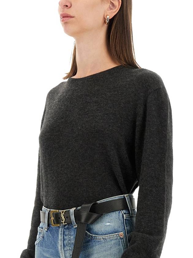 Cashmere Silk Knit Top Grey - SAINT LAURENT - BALAAN 5