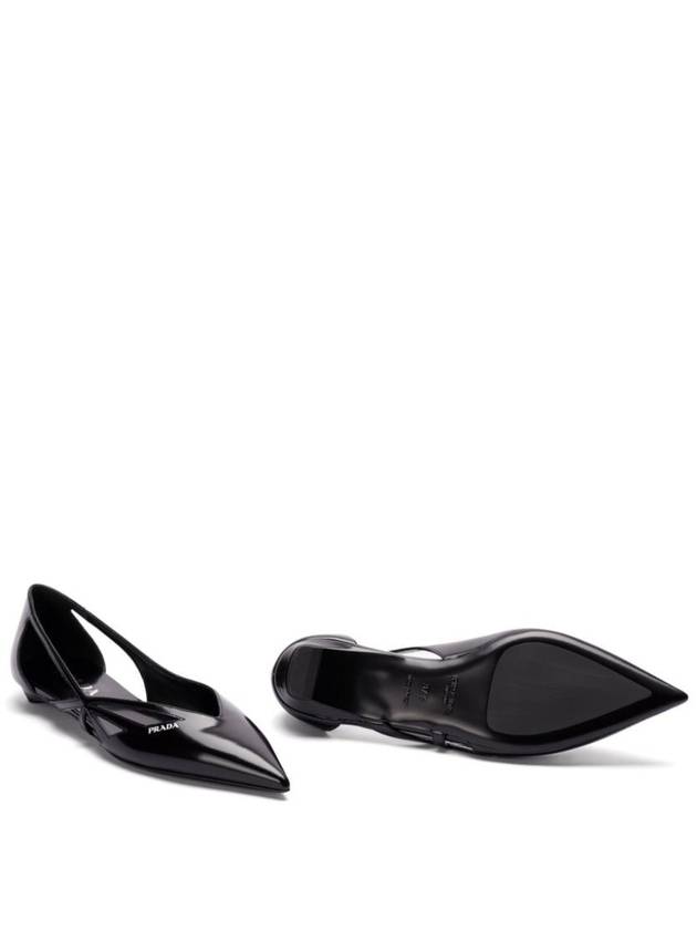 Cut out Brushed Leather Ballerina Black - PRADA - BALAAN 5