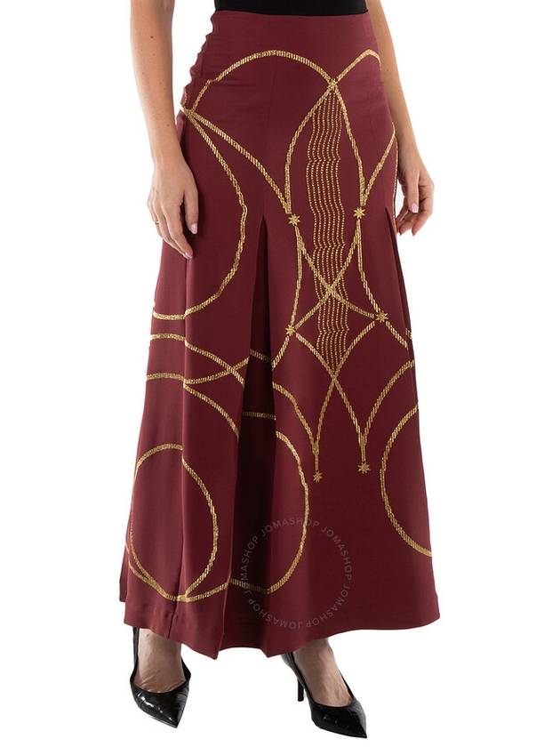 Burberry Ladies Burgundy Lucile Printed Maxi Skirt, Brand Size 2 (US Size 0) - BURBERRY - BALAAN 3