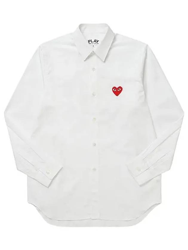 Men's Red Heart Long Sleeve Shirt White - COMME DES GARCONS - BALAAN 2