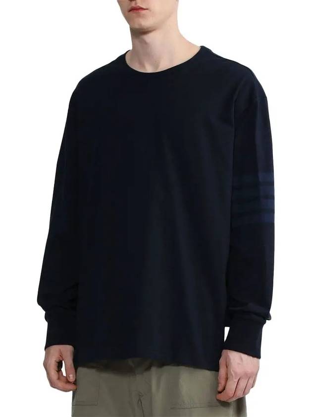 4 Bar Armband Tonal Long Sleeve T-Shirt Navy - THOM BROWNE - BALAAN 4