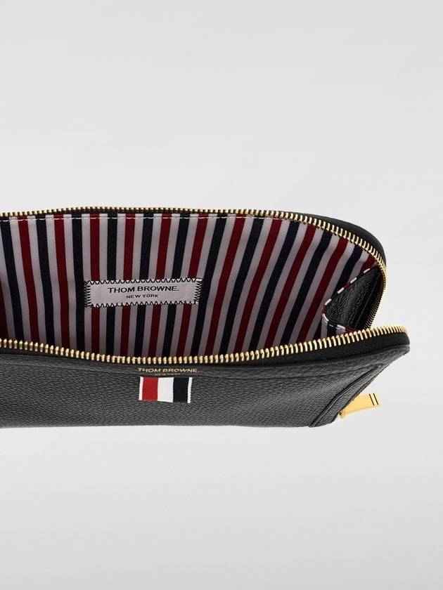 Mini Pebble Leather Gusset Clutch Bag Black - THOM BROWNE - BALAAN 4