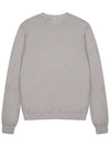 Men s gray linen blend round knit long sleeve t shirt ATEE113 - IKALOOOK - BALAAN 2