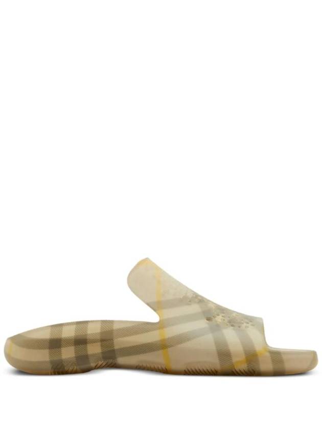 Check Stingray Leather Slippers Wheat - BURBERRY - BALAAN 1