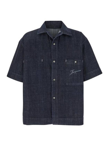 The Aloe De-Nimes Denim Short Sleeve Shirt Navy - JACQUEMUS - BALAAN 1