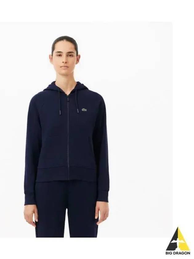 Women s Essential Hooded Zip Up T Shirt Navy - LACOSTE - BALAAN 1