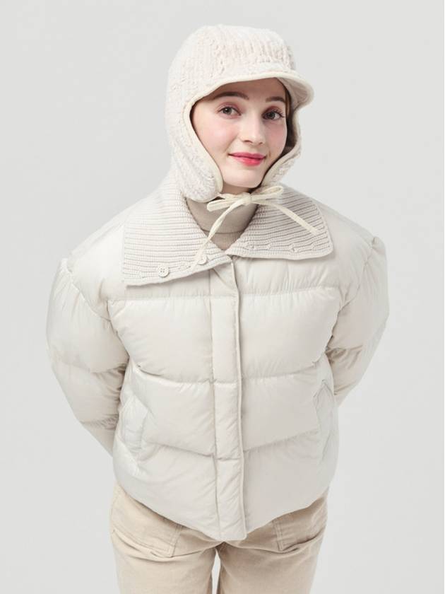 Women s Knit Collar Color Scheme Down Padded Ivory Jacket DO6242JP11 - DOYOUKNOWMC GOLF WEAR - BALAAN 3