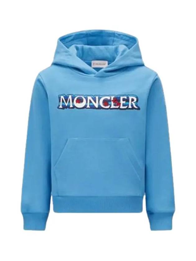 Kids Logo Print Hooded Top Blue - MONCLER - BALAAN 6