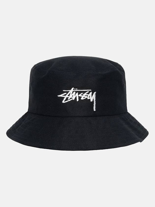 Men's Embroidered Logo Big Stock Bucket Hat Black - STUSSY - BALAAN 2