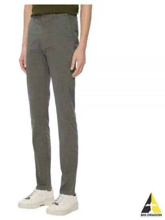 Slim Fit Stretch Cotton Satin Chino Straight Pants Grey - HUGO BOSS - BALAAN 2