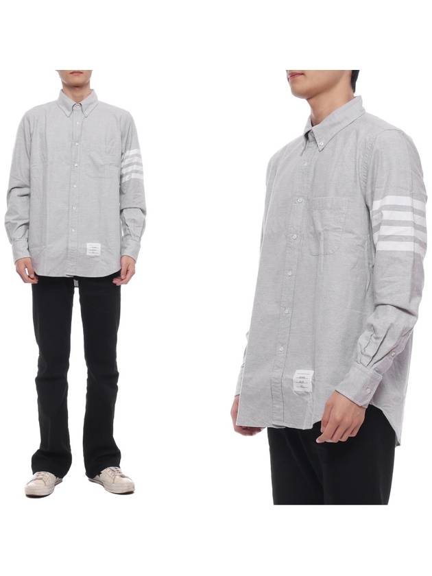 Men's Diagonal Solid Flannel Long Sleeve Shirt Grey - THOM BROWNE - BALAAN 2