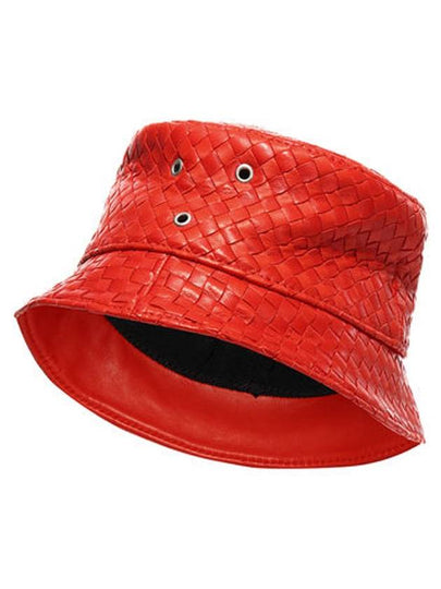 Intrecciato Leather Bucket Hat Red - BOTTEGA VENETA - BALAAN 2