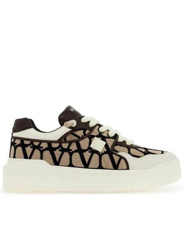 Iconography Leather Low Top Sneakers Brown - VALENTINO - BALAAN 1