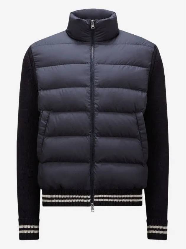 Logo Patch Padded Cardigan Navy - MONCLER - BALAAN 2