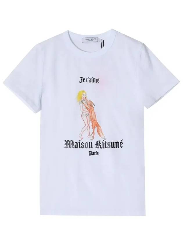 Women's Oly Je T Aime Classic Cotton Short Sleeve T-Shirt White - MAISON KITSUNE - BALAAN 6