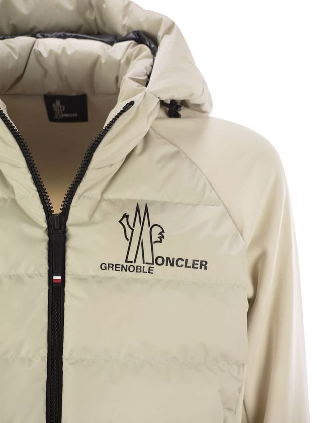 Padded Polartec hooded zip up beige - MONCLER - BALAAN 5