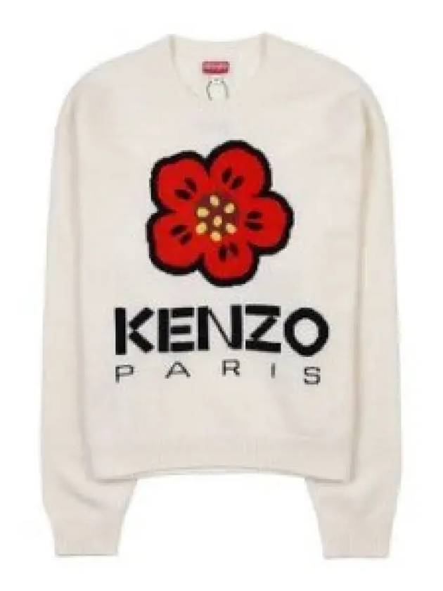 Boke Flower Logo Wool Knit Top White - KENZO - BALAAN 2