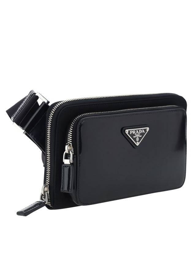 Triangle Logo Brushed Leather Shoulder Bag Black - PRADA - BALAAN 4