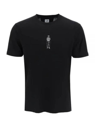 Horizontal Logo Crew Neck Short Sleeve T-Shirt Black - CP COMPANY - BALAAN 2