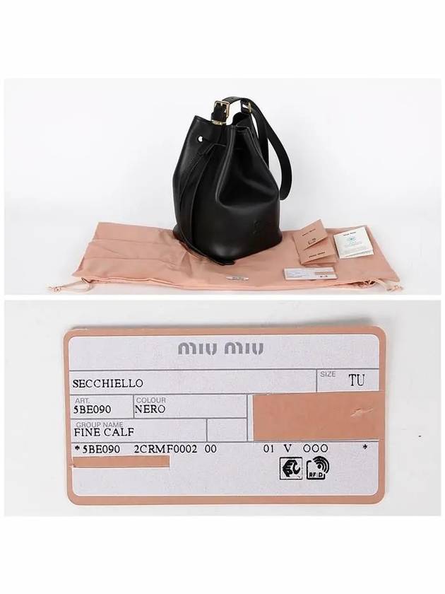 Logo Leather Bucket Bag Black - MIU MIU - BALAAN 8