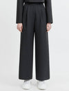 Denzel Office Setup High Waist Wrinkled Long Secret Banding Wide Slacks Pants Black DENZEL08BK - RAMUSTUDIO - BALAAN 3