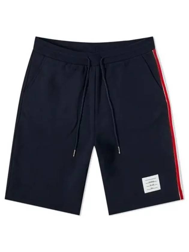 Logo Patch Bermuda Track Shorts Navy - THOM BROWNE - BALAAN 2