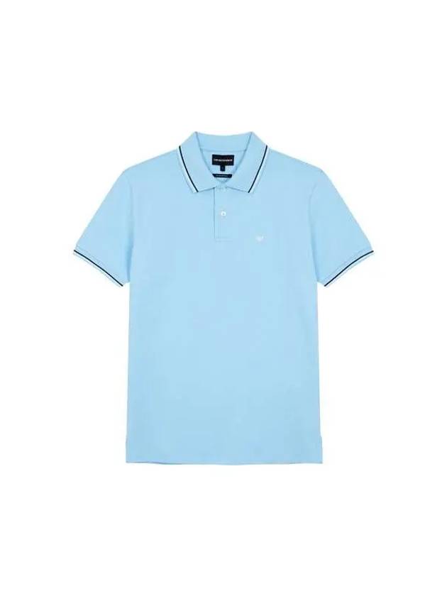 Men s Mini Eagle Logo Pique Shirt Light Blue 271334 - EMPORIO ARMANI - BALAAN 1