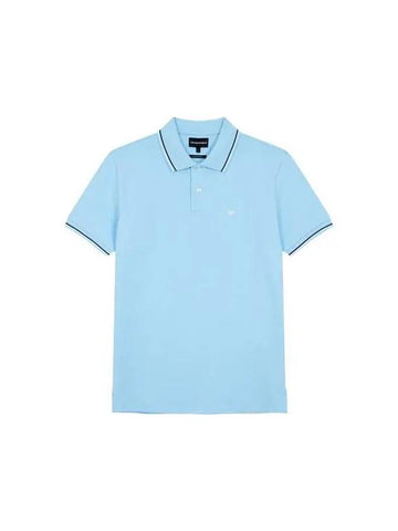 Men s Mini Eagle Logo Pique Shirt Light Blue 271334 - EMPORIO ARMANI - BALAAN 1