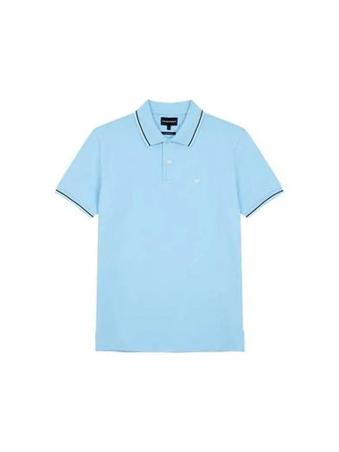 Men s Mini Eagle Logo Pique Shirt Light Blue 271334 - EMPORIO ARMANI - BALAAN 1