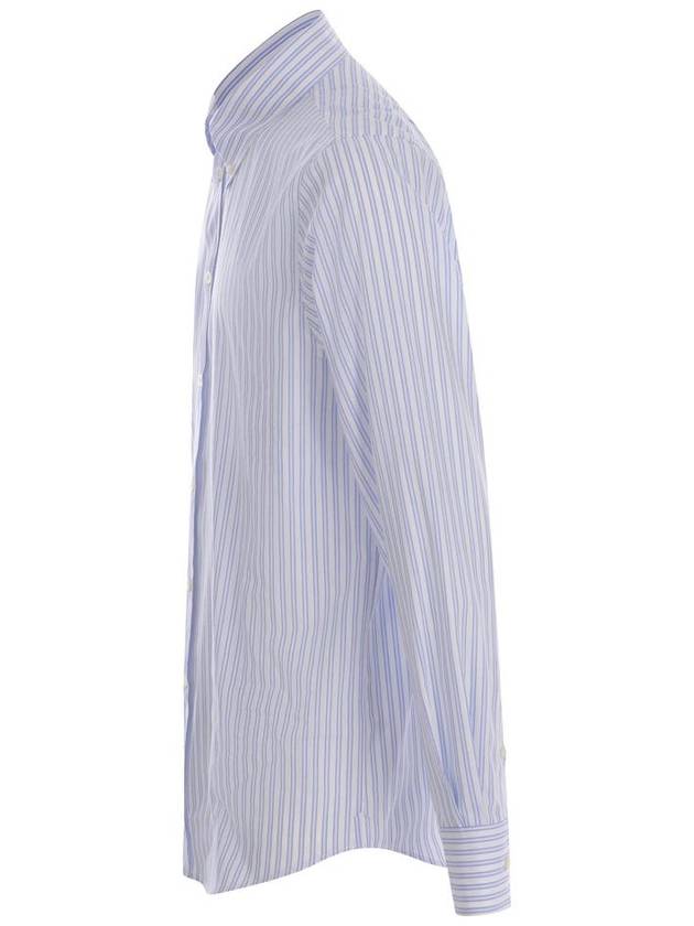 Striped Poplin Long Sleeve Shirt Blue - MSGM - BALAAN 3