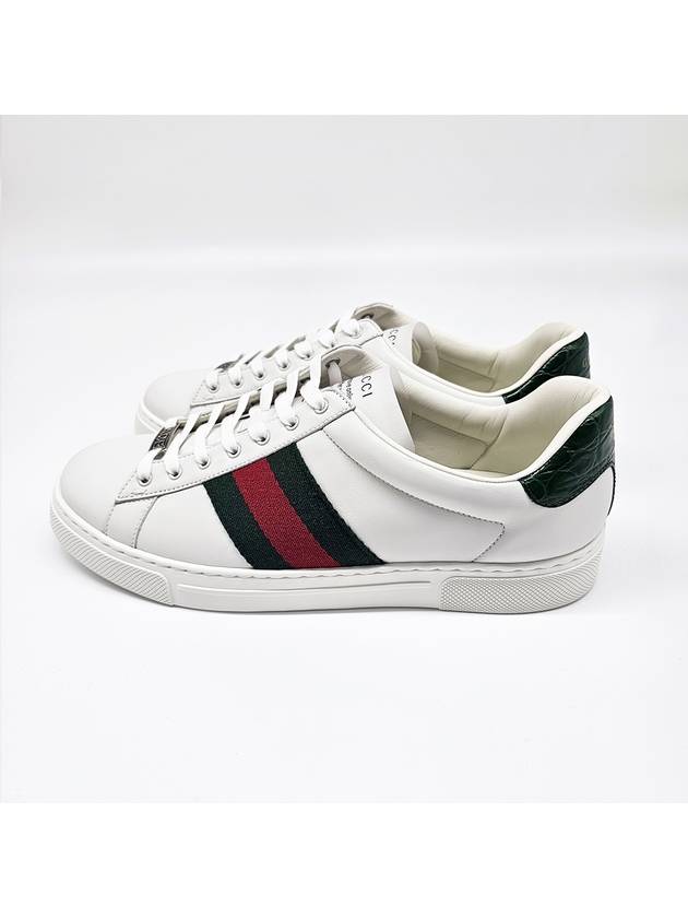 Ace Web Leather Low Top Sneakers White - GUCCI - BALAAN 3