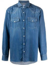 Easy Fit Press Studs Long Sleeve Shirt Light Denim - BRUNELLO CUCINELLI - BALAAN 2