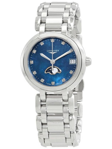 Prima Luna Quartz Diamond Watch Silver Blue - LONGINES - BALAAN 1