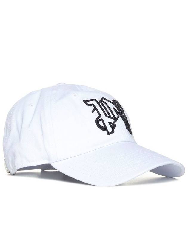 Monogram Embroidered Base Ball Cap White - PALM ANGELS - BALAAN 3