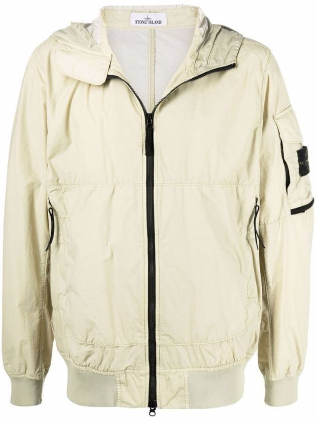 Men's Wappen Patch Naslan Watro Hoodie Jacket Beige - STONE ISLAND - BALAAN.